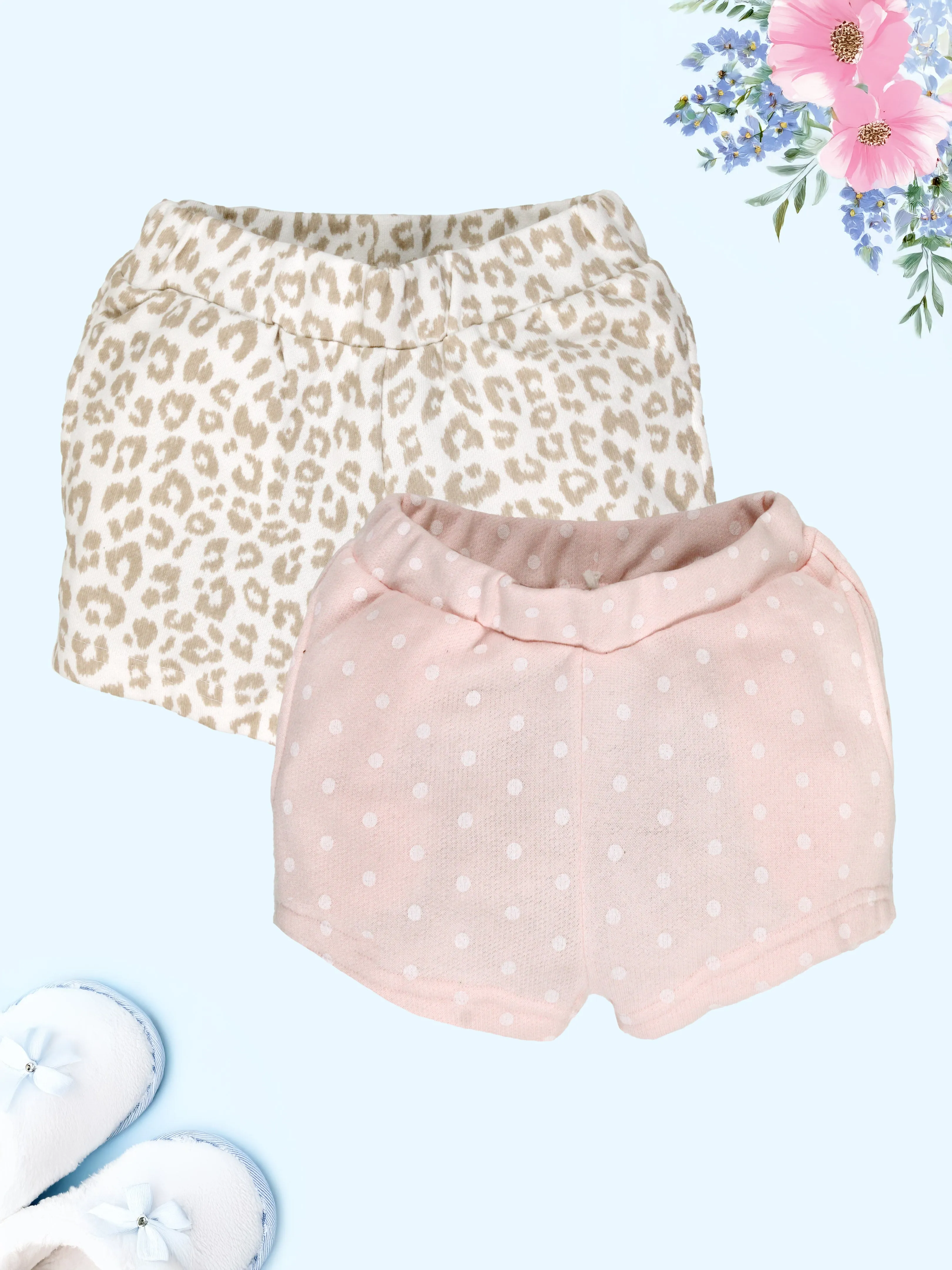 Girls Printed Hot Shorts with Back pocket Pack Of 2