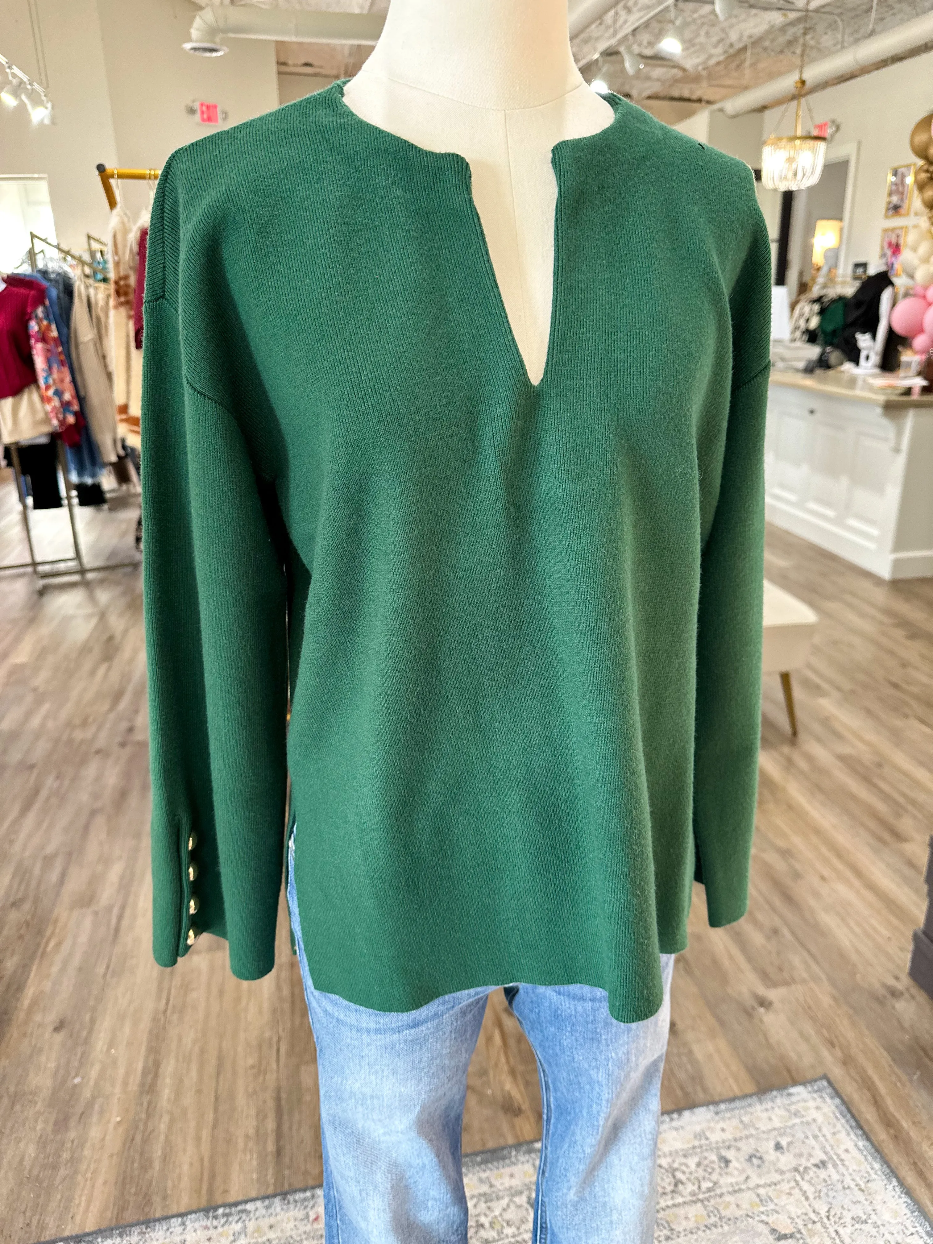 Hunter Green Chic & Elegant Sweater