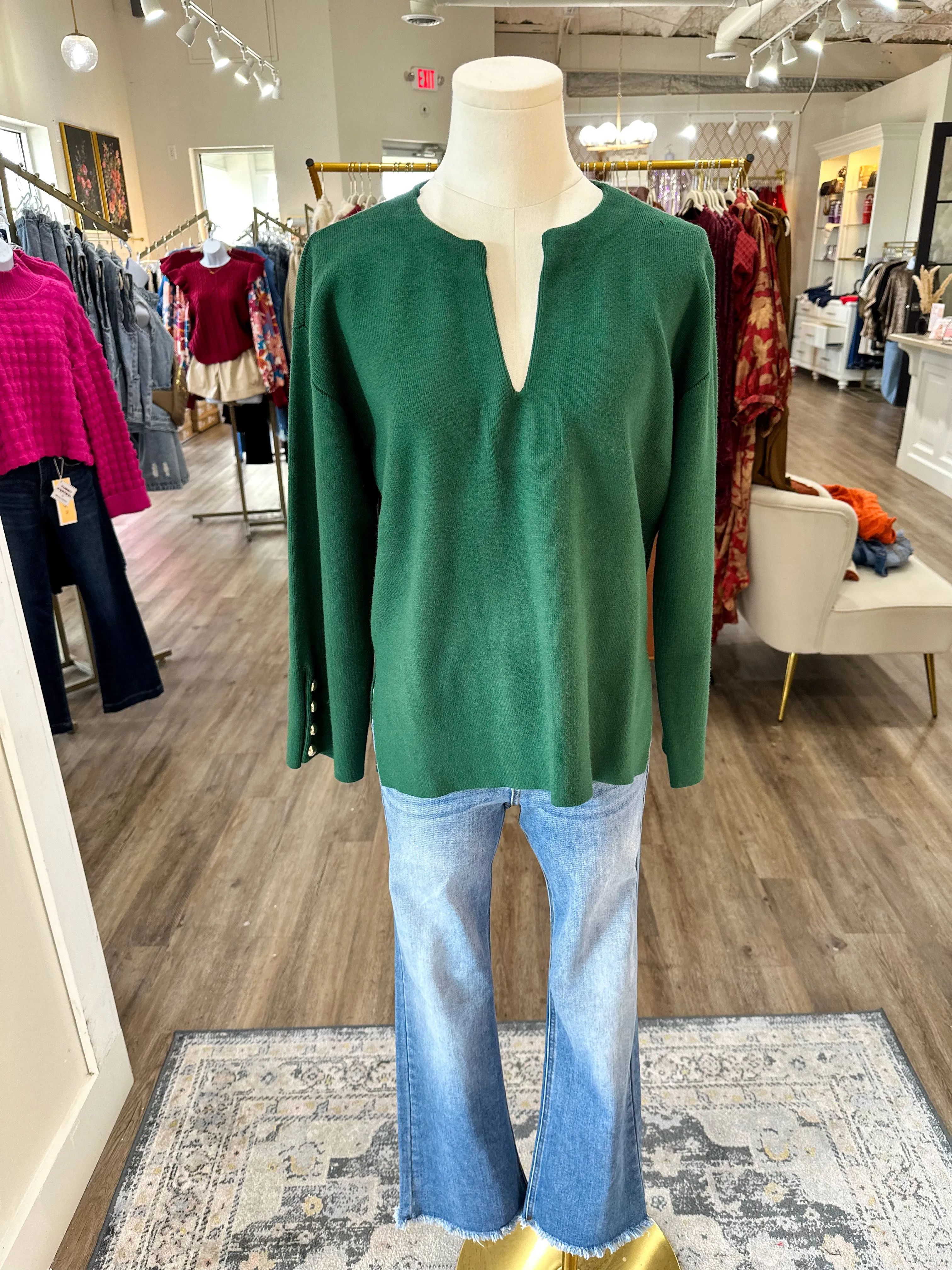 Hunter Green Chic & Elegant Sweater