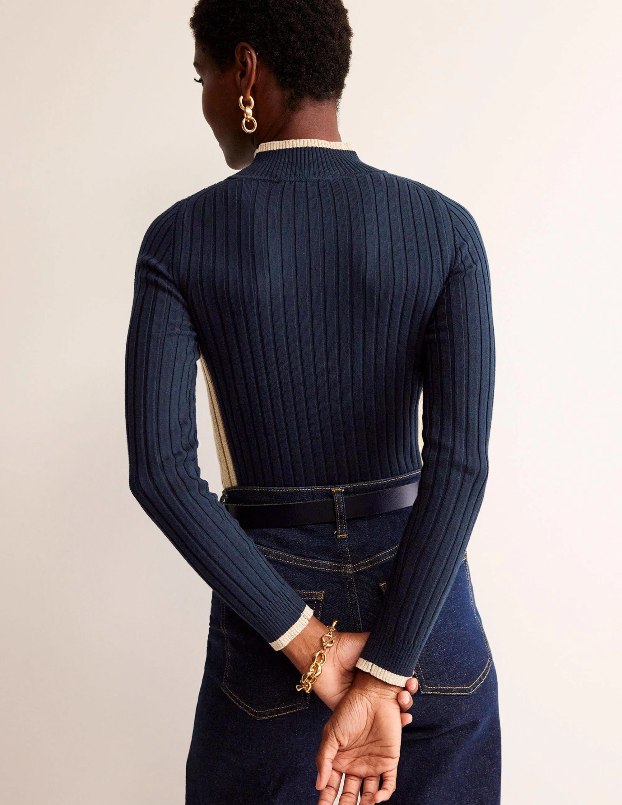 Isodora Ribbed Jumper-Navy