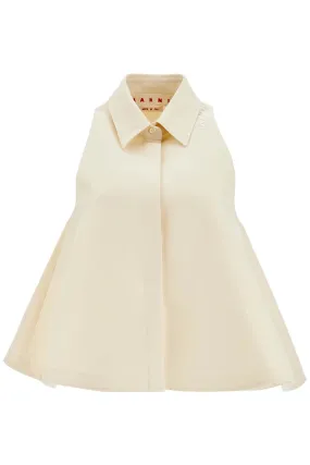 IVORY COTTON WOMEN'S SHIRT WITH EMBROIDERED LOGO