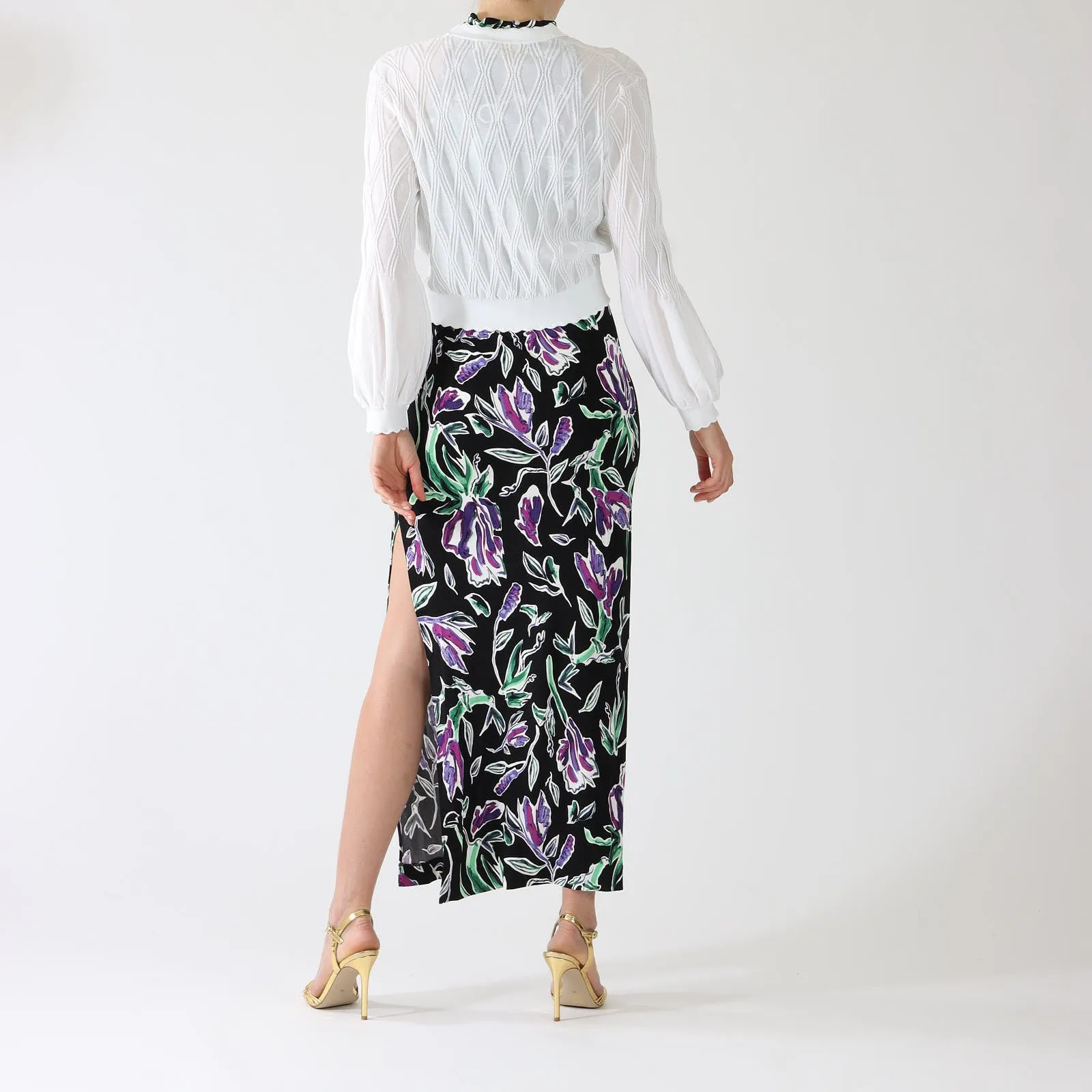 Ivory Pomela Jacquard Knit Cardigan