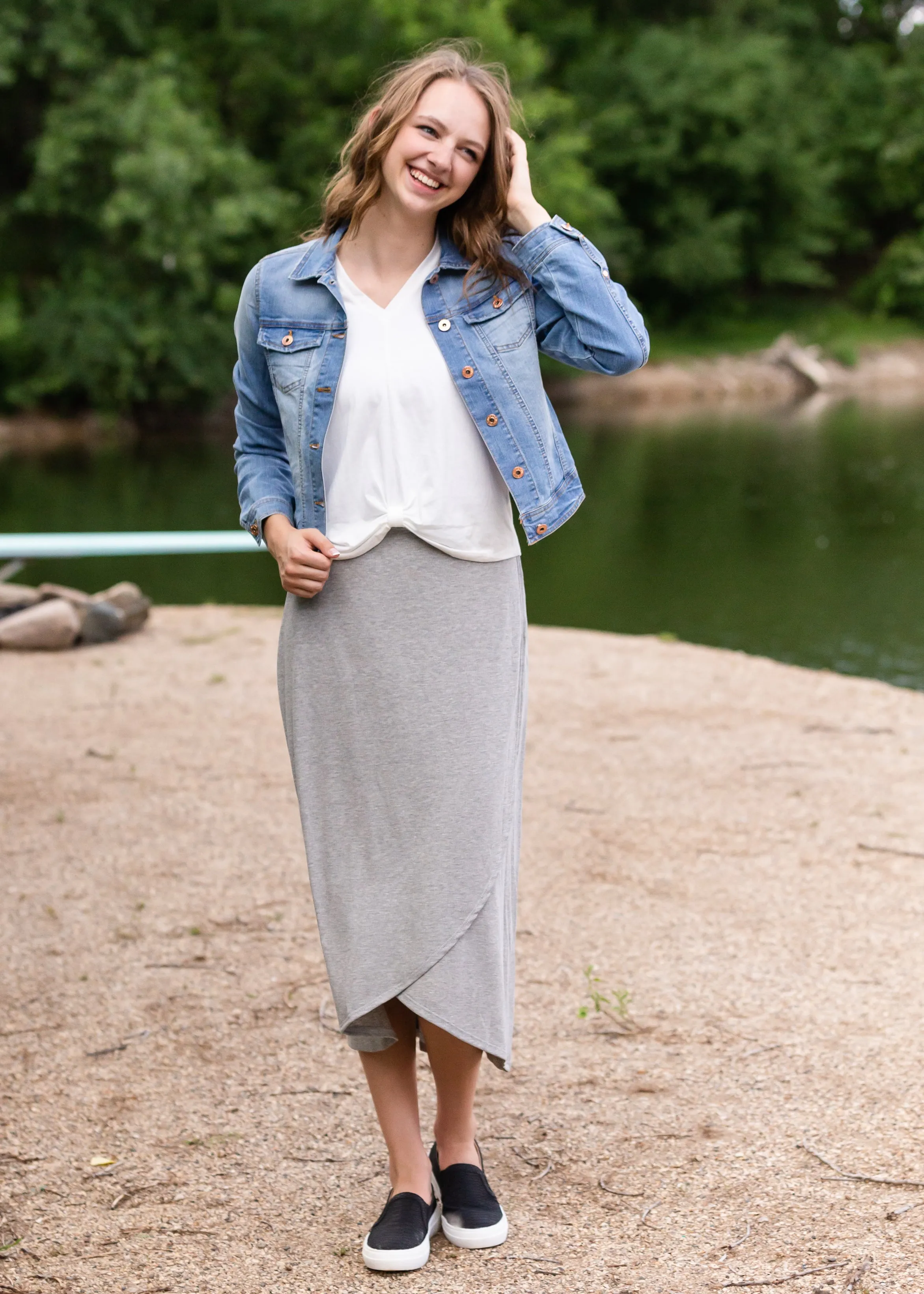 Ivory Triblend Front knot Tank Top - FINAL SALE