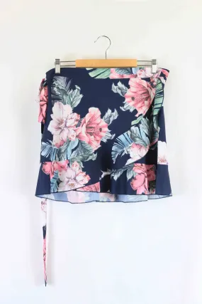 Lorraine Navy Floral Mini Wrap Skirt 12