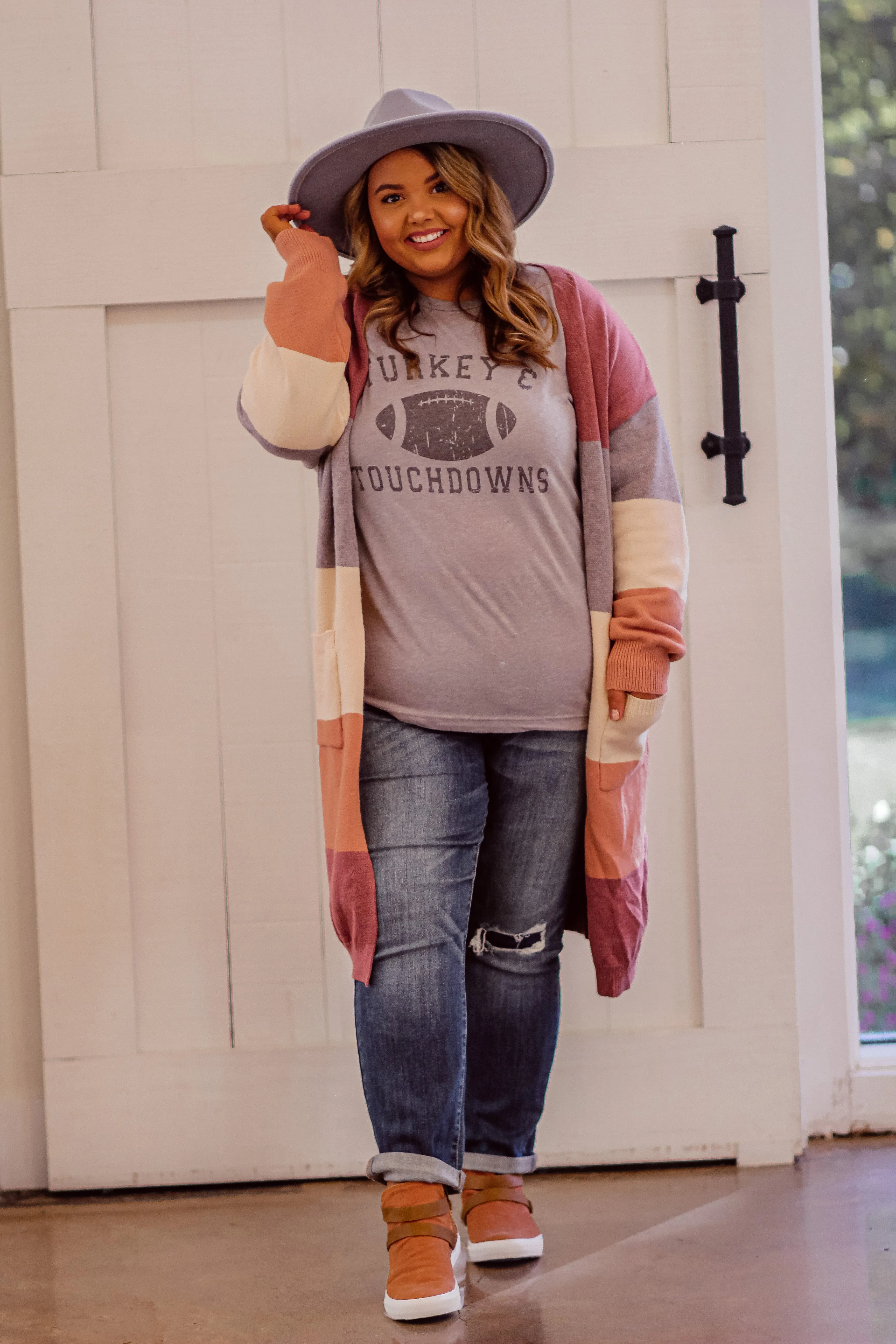 Mauve Colorblock Open Front Cardigan