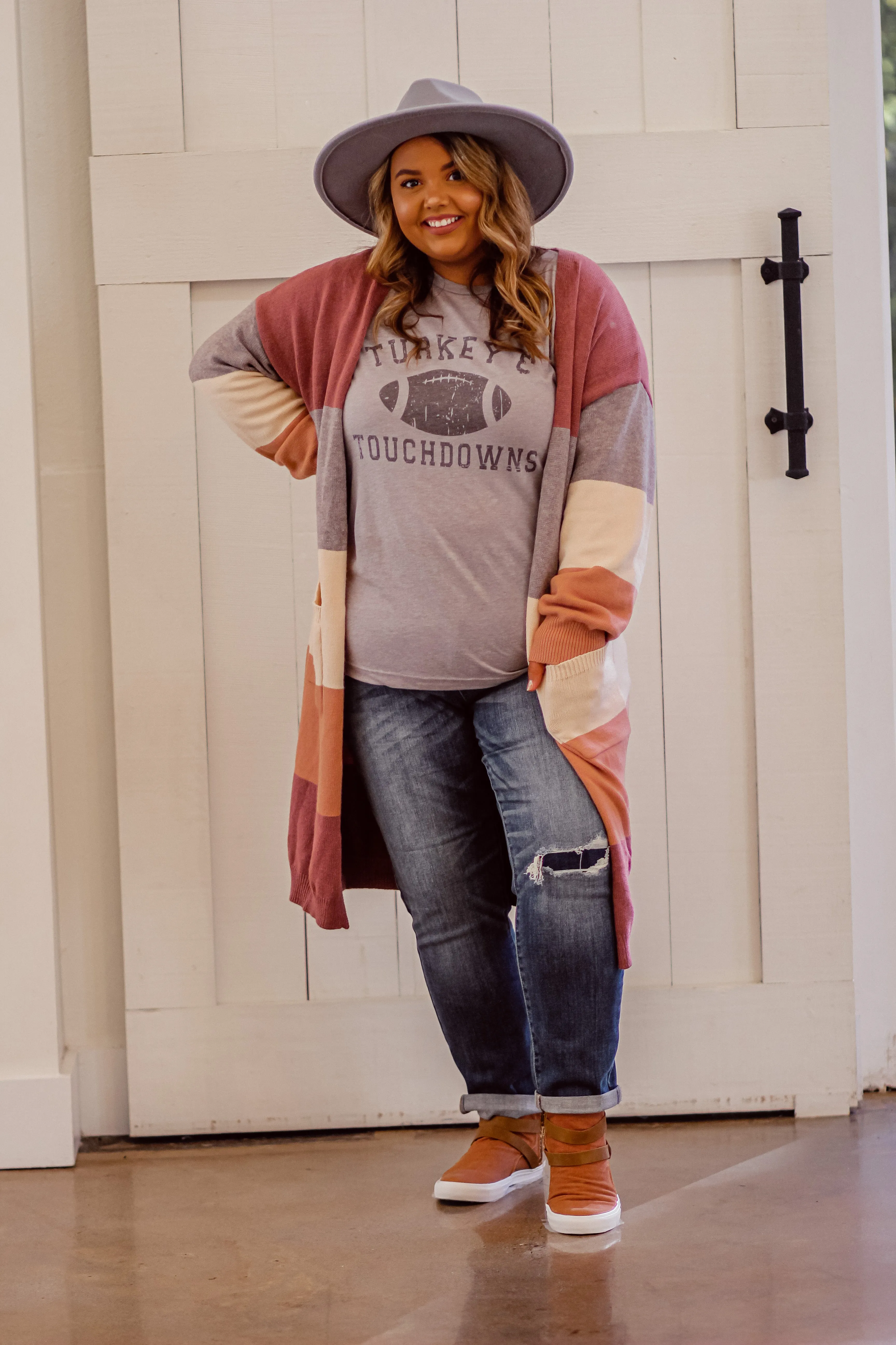 Mauve Colorblock Open Front Cardigan