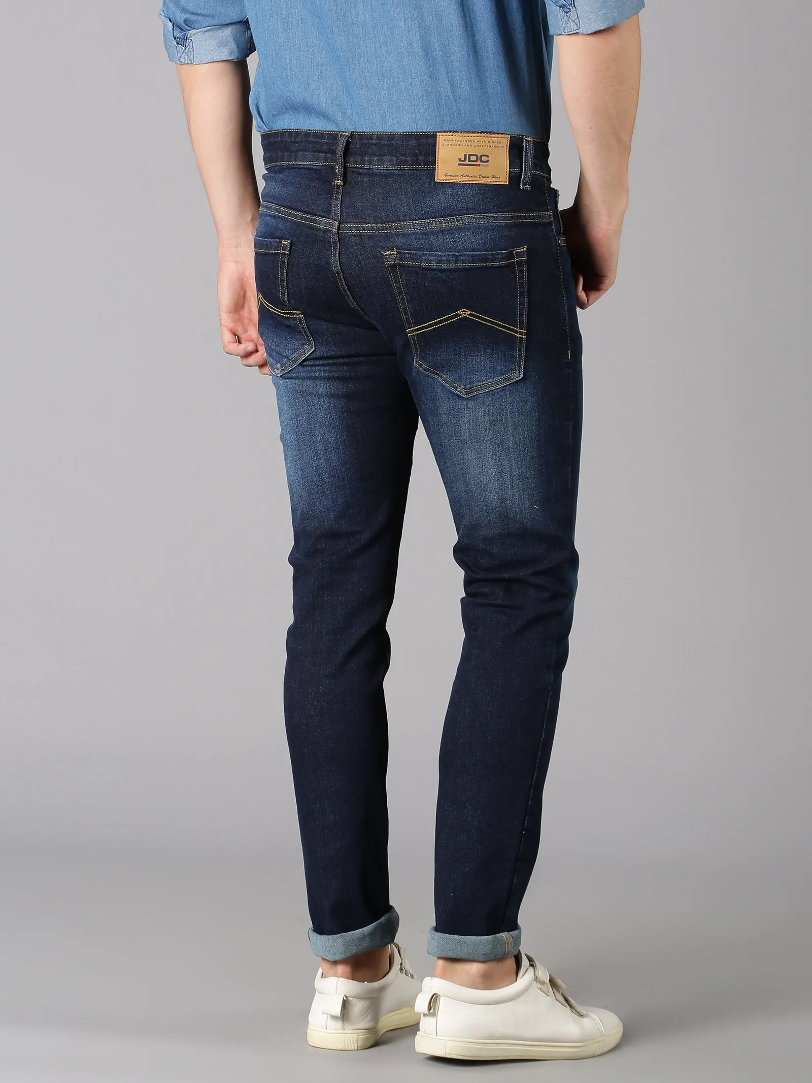 MEN'S NAVY WASHED SLIM FIT JEANS