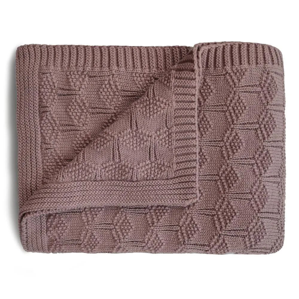 Mushie Knitted Honeycomb Baby Blanket (Desert Rose)