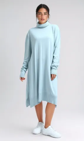 O201305 - Knitted Turtle Neck Dress - Light Mentgreen