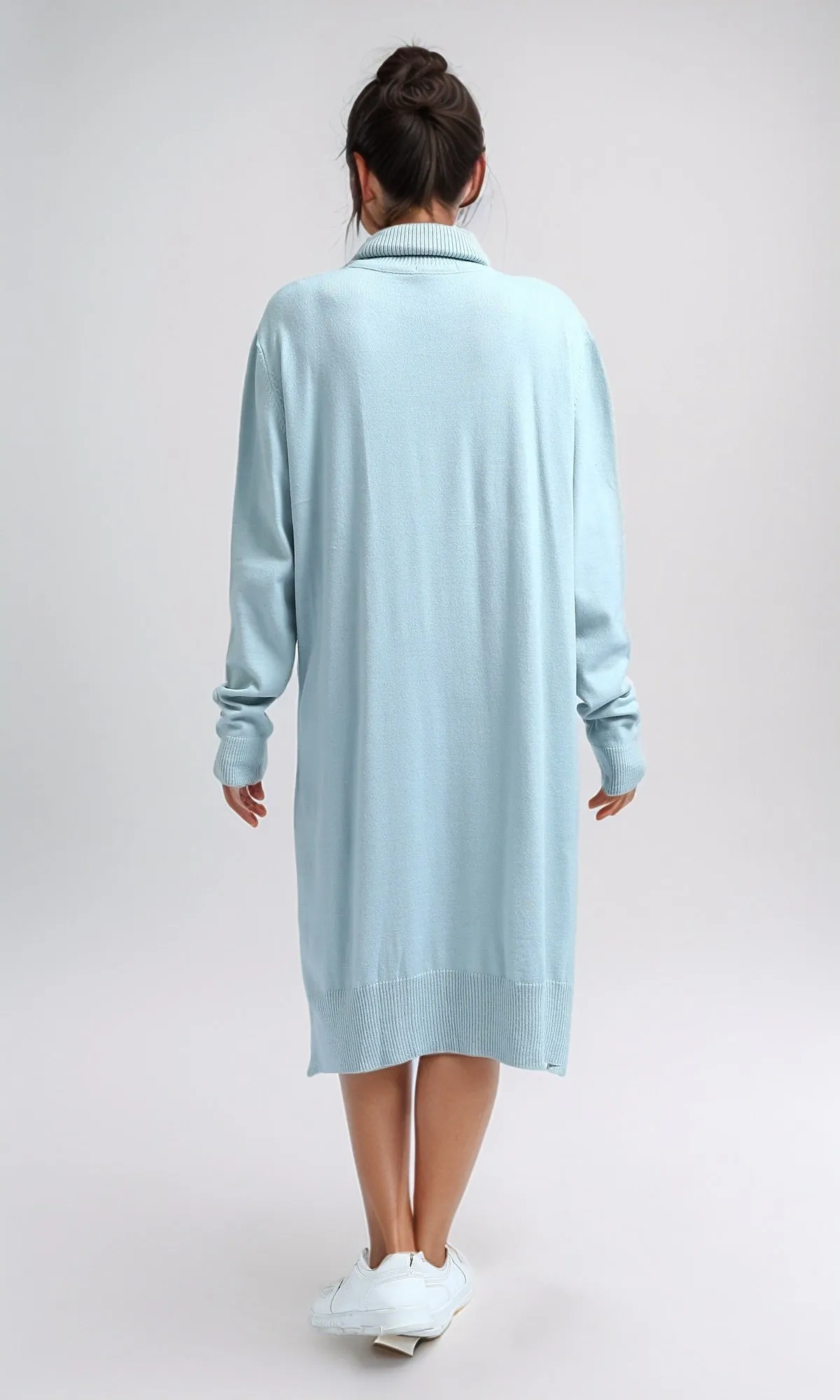 O201305 - Knitted Turtle Neck Dress - Light Mentgreen