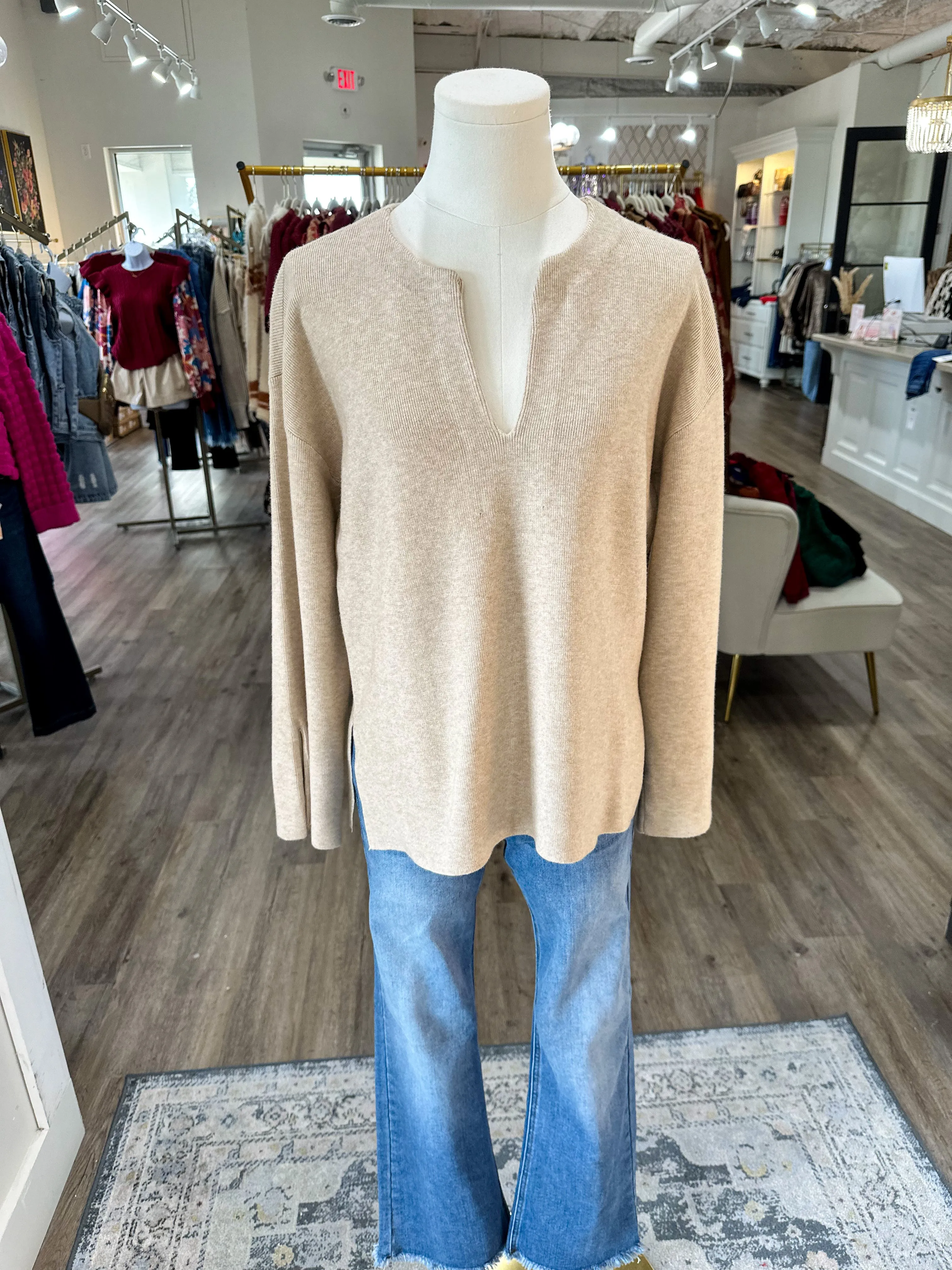 Oatmeal Chic & Elegant Sweater