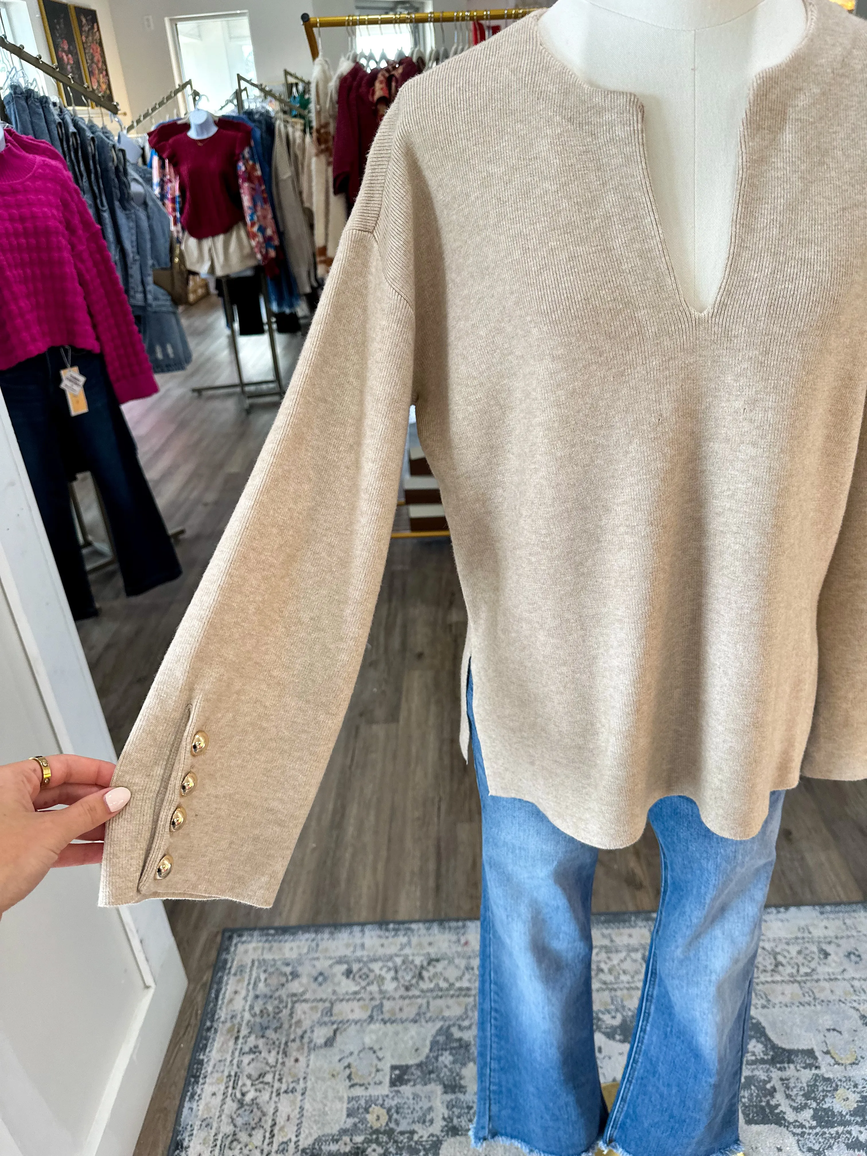 Oatmeal Chic & Elegant Sweater