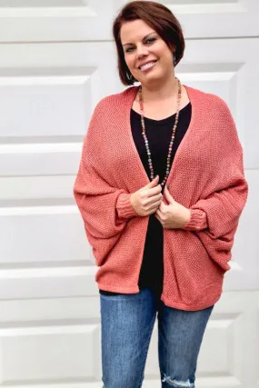 Open Front Sweater Cardigan in Dark Rose