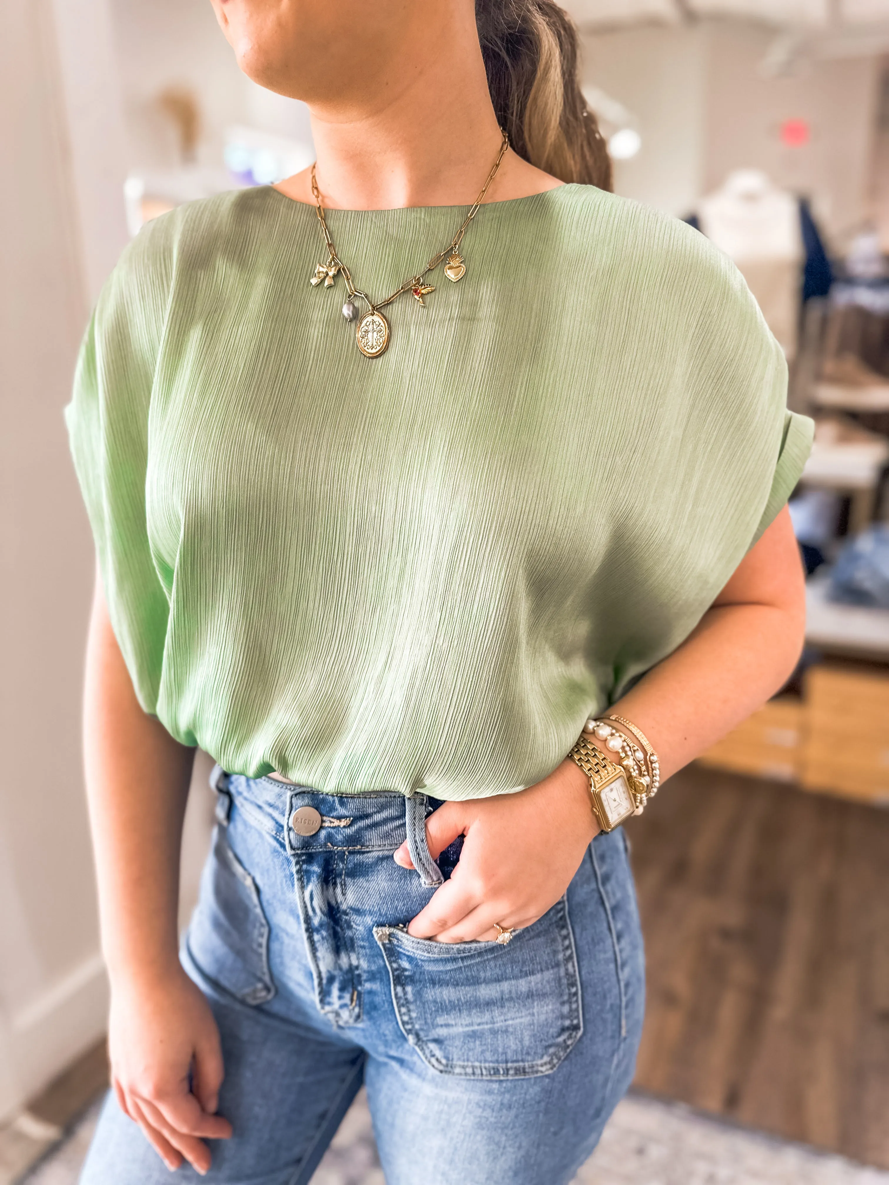 Sage Easy to Style Silk Everyday Chic Top