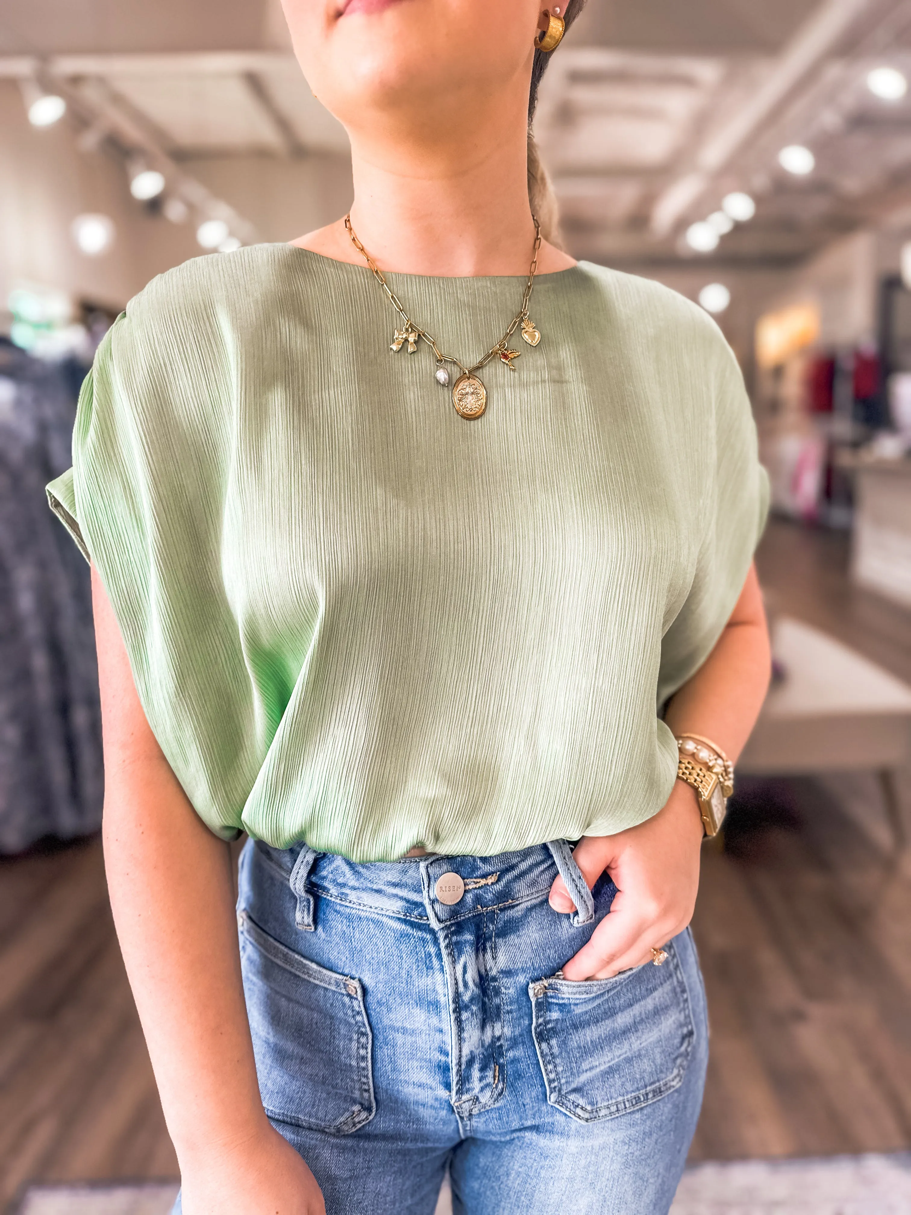 Sage Easy to Style Silk Everyday Chic Top