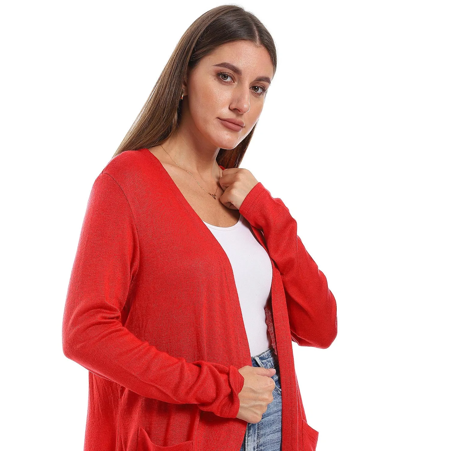 Slip On Open Neckline Cardigan - Kady
