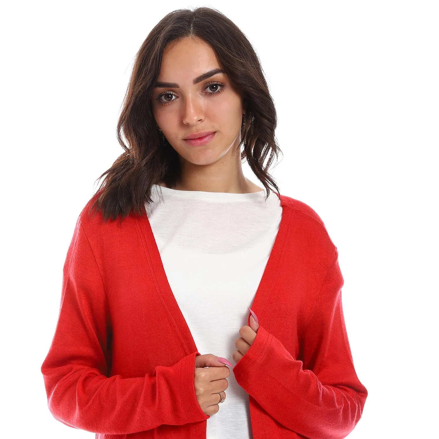 Slip On Open Neckline Cardigan - Kady