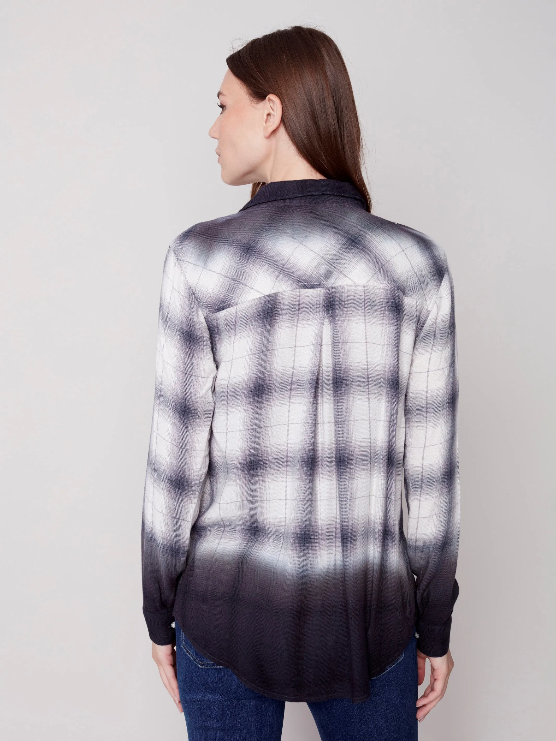 Soft Plaid Button-Down Shirt - Light Grey