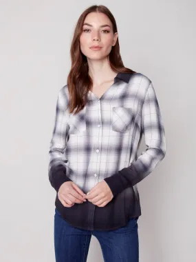 Soft Plaid Button-Down Shirt - Light Grey