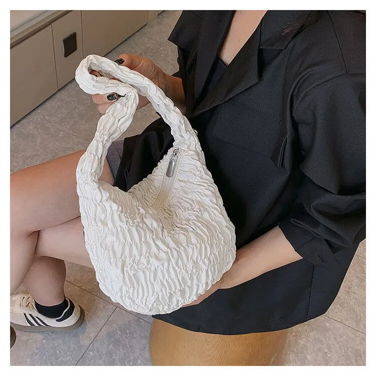 Soft White Leather Womens Puffer Tote Bag -Showtown