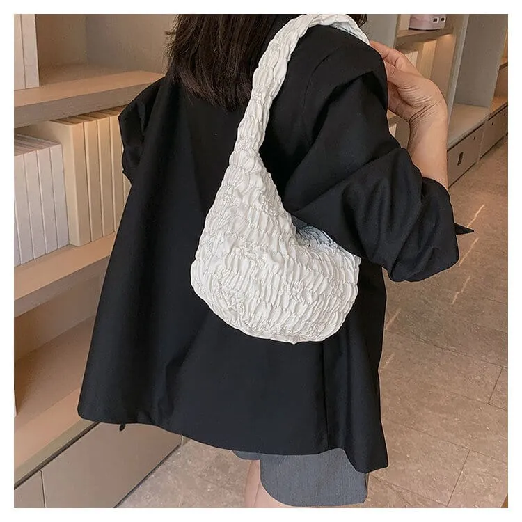 Soft White Leather Womens Puffer Tote Bag -Showtown