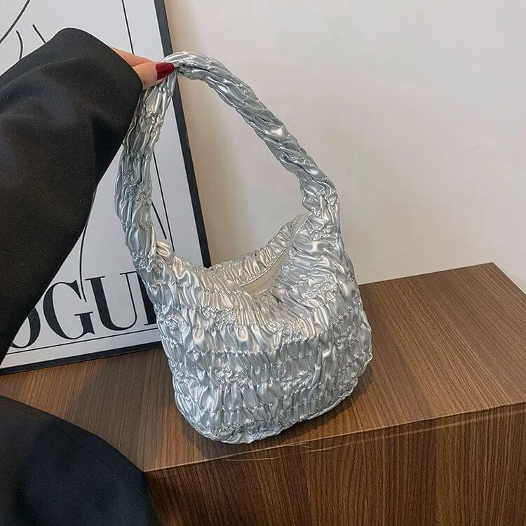 Soft White Leather Womens Puffer Tote Bag -Showtown