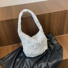 Soft White Leather Womens Puffer Tote Bag -Showtown