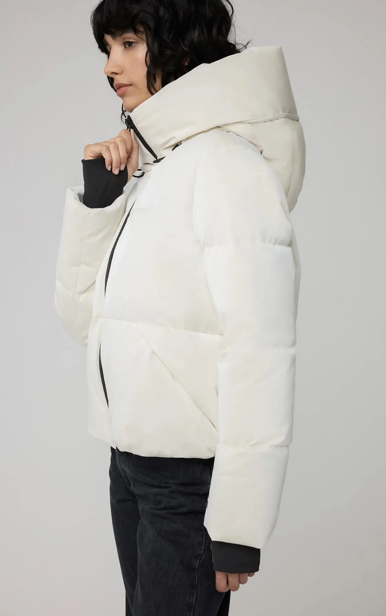 Soia & Kyo Iroh Relaxed-Fit Velvet Shine Down Coat With Hood - Powder