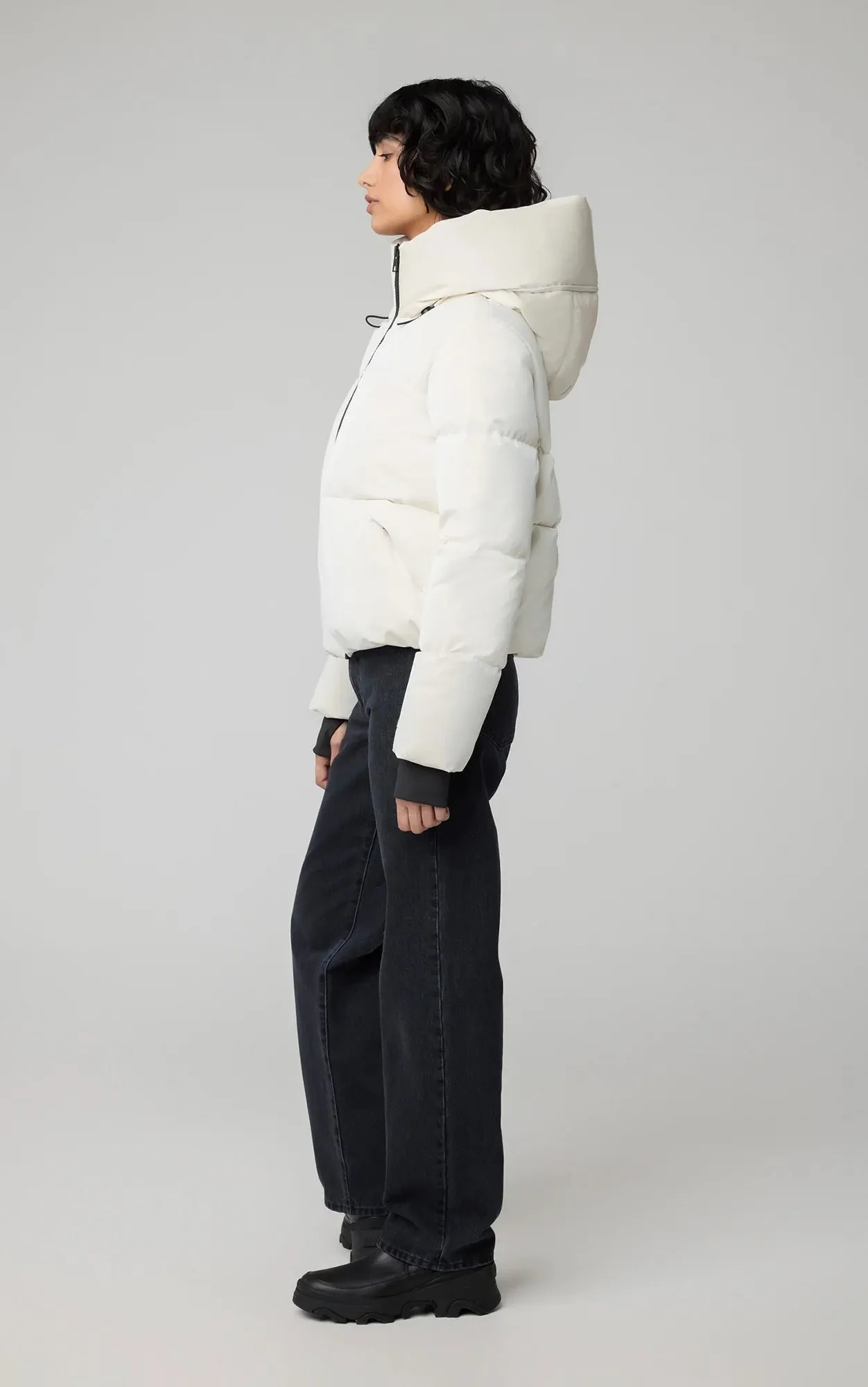 Soia & Kyo Iroh Relaxed-Fit Velvet Shine Down Coat With Hood - Powder