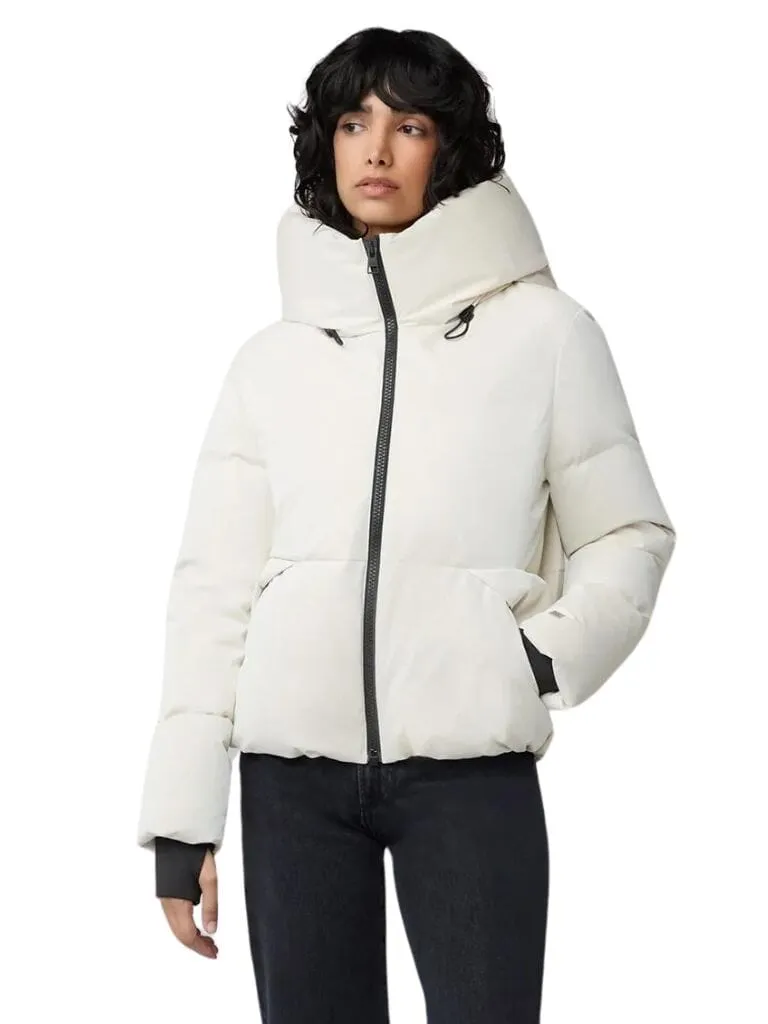 Soia & Kyo Iroh Relaxed-Fit Velvet Shine Down Coat With Hood - Powder