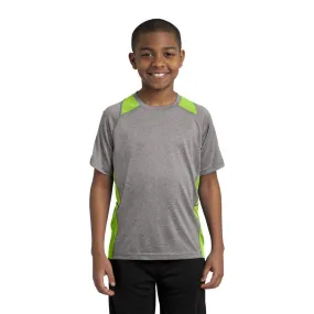 Sport-Tek Youth Vintage Heather/Lime Shock Heather Colorblock Contender Tee