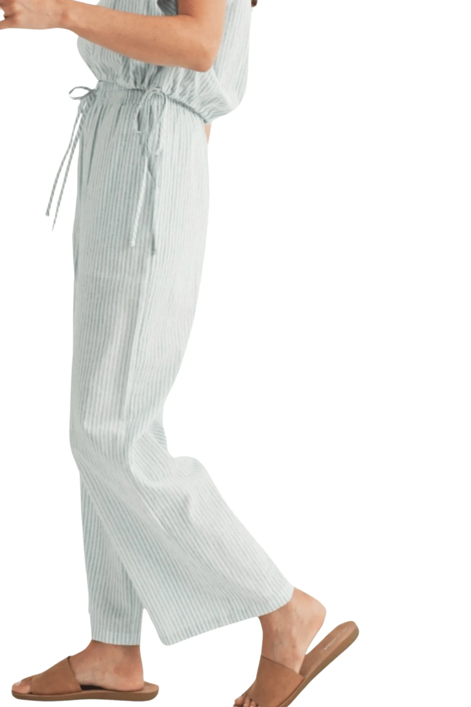 Striped Linen Wide Leg Pants