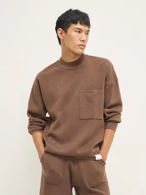 Studiofit Brown Knit-Textured Relaxed-Fit Sweatshirt