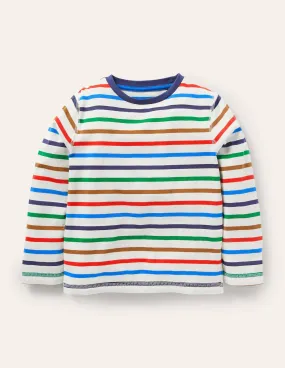 Supersoft Long-sleeved T-shirt-Ivory/Rainbow