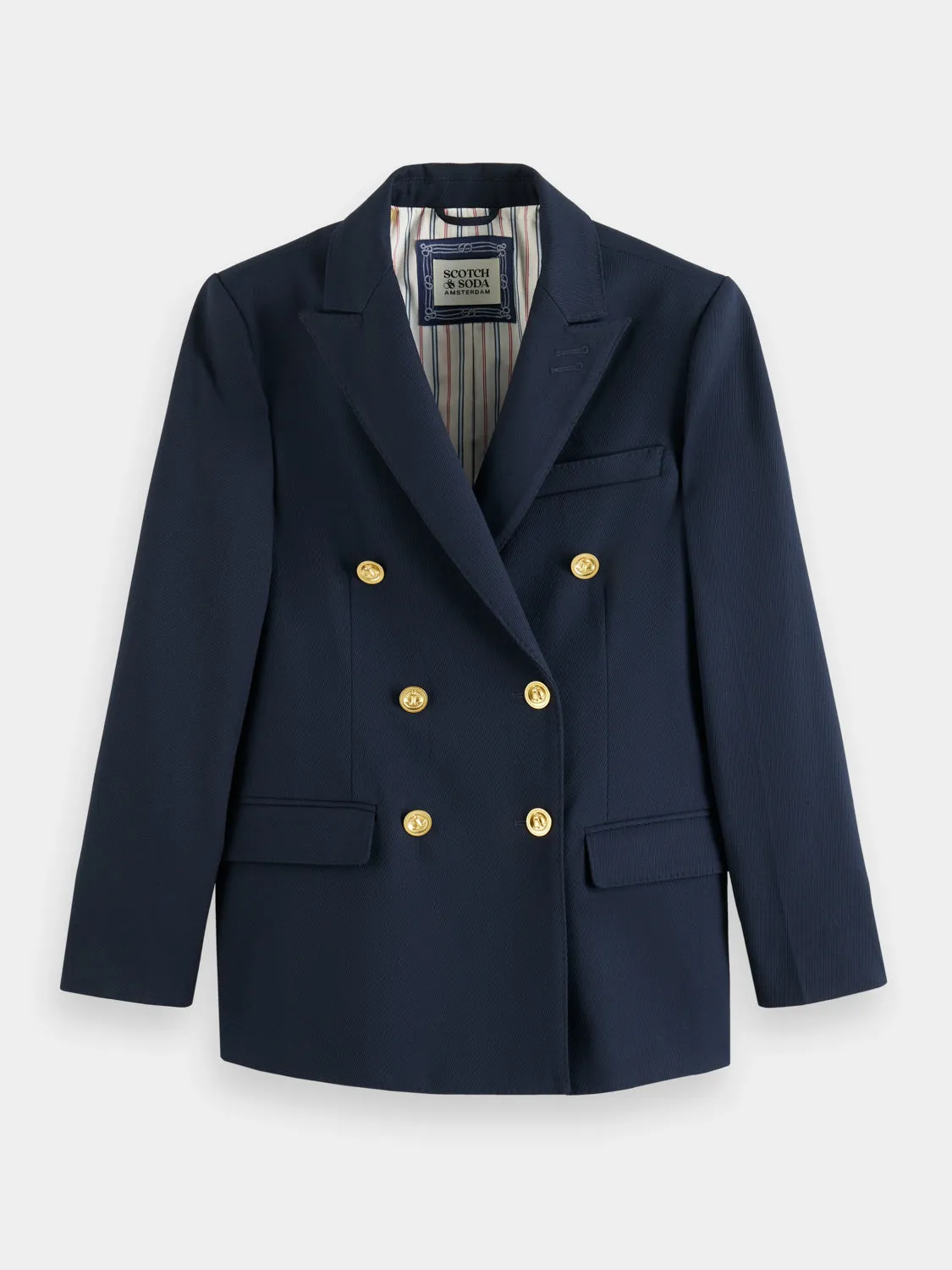 Twill double-breasted blazer