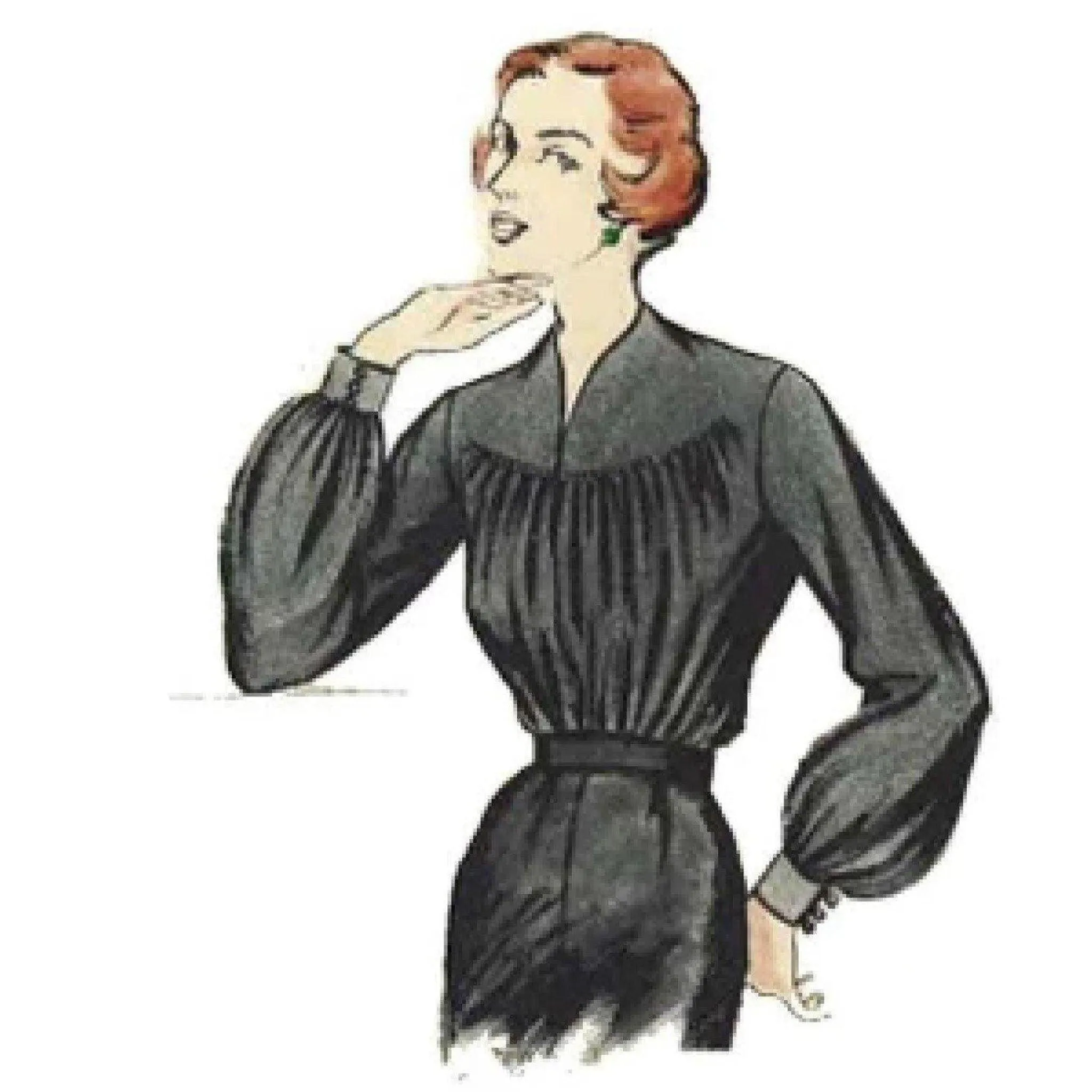 Vintage 1950S Sewing Pattern, Women's Lantern Sleeves Blouse - Bust 30" (76cm)
