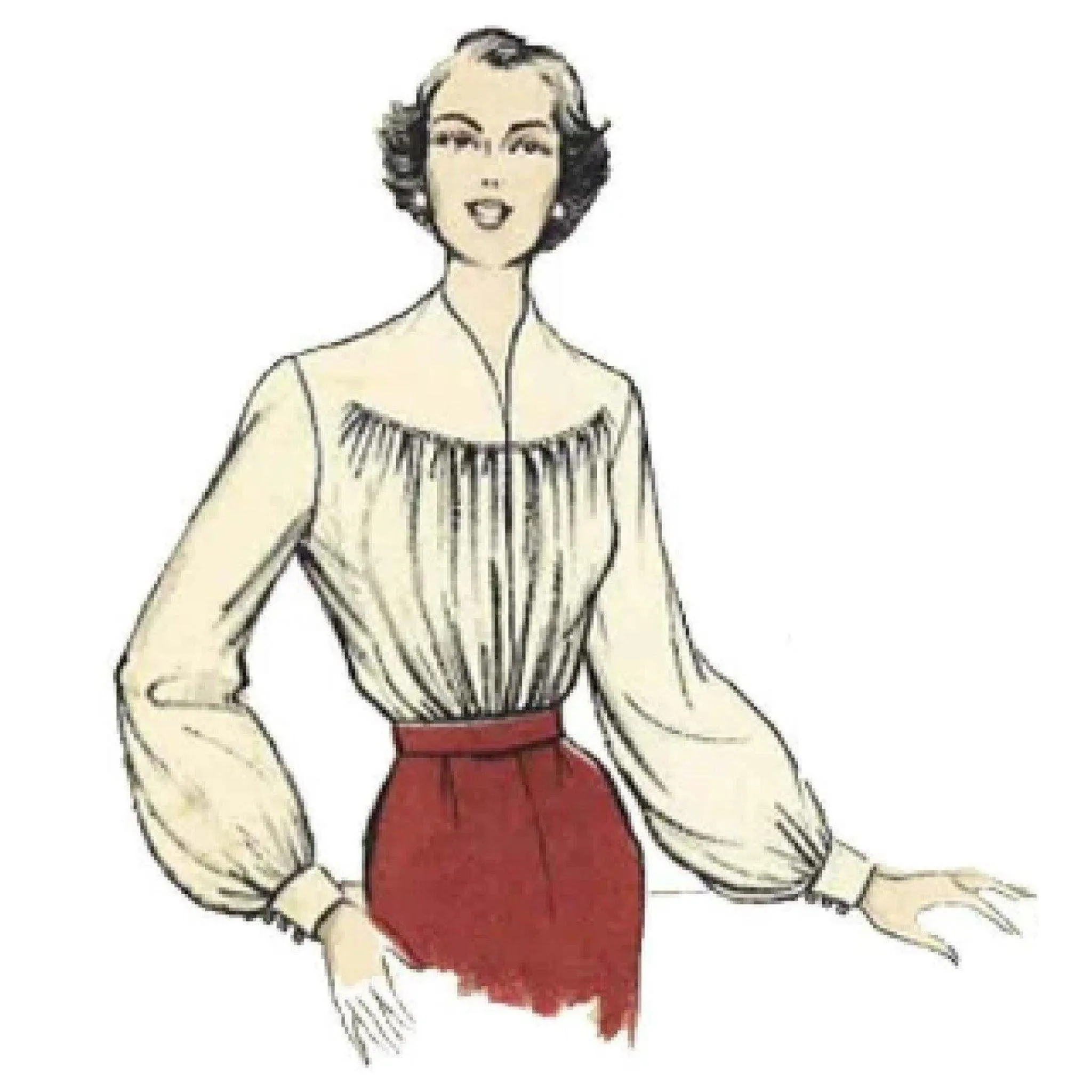 Vintage 1950S Sewing Pattern, Women's Lantern Sleeves Blouse - Bust 30" (76cm)