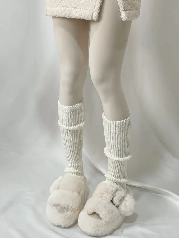 White Lolita Knitted Leg Warmers