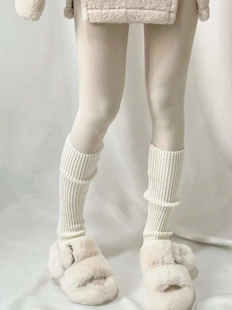 White Lolita Knitted Leg Warmers