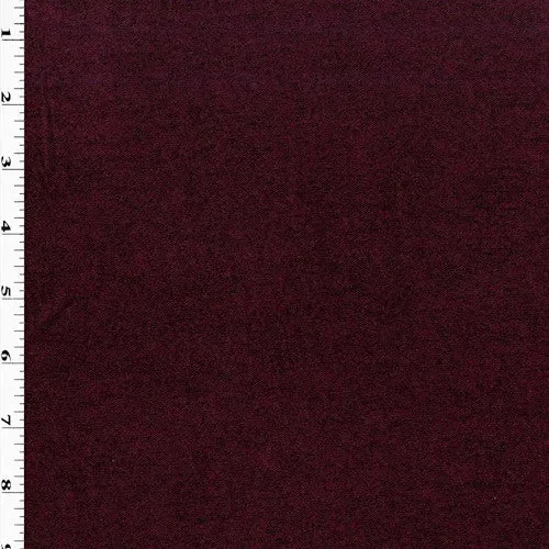 Wine Red/ Black 1x1 Brushed Jersey Knit Fabric