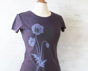Women's Hemp Organic Cotton T-Shirt with Poppy - Dusty Purple