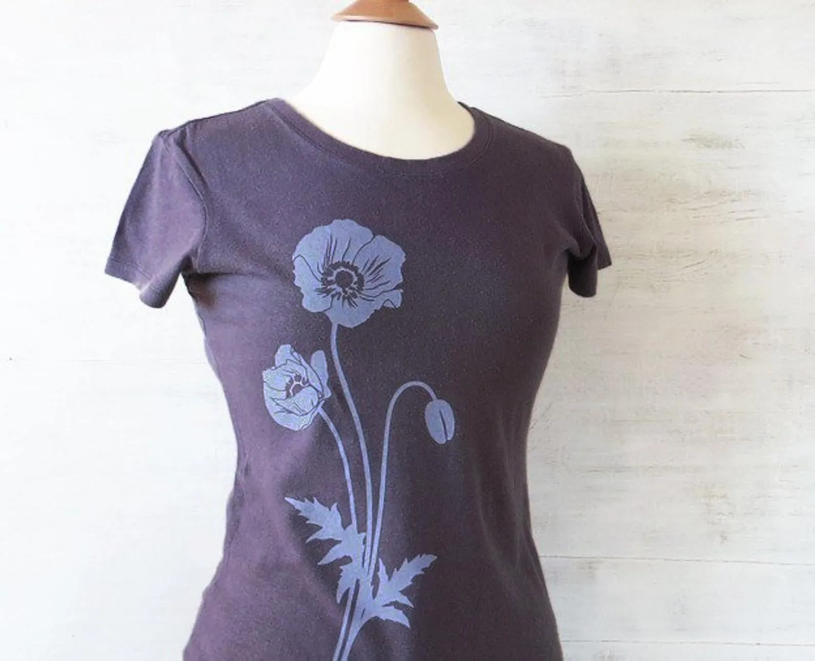 Women's Hemp Organic Cotton T-Shirt with Poppy - Dusty Purple